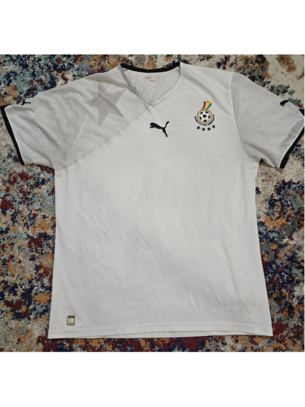 VTG 2010 Ghana World Cup Home Soccer Jersey Puma Black Stars White Mens M